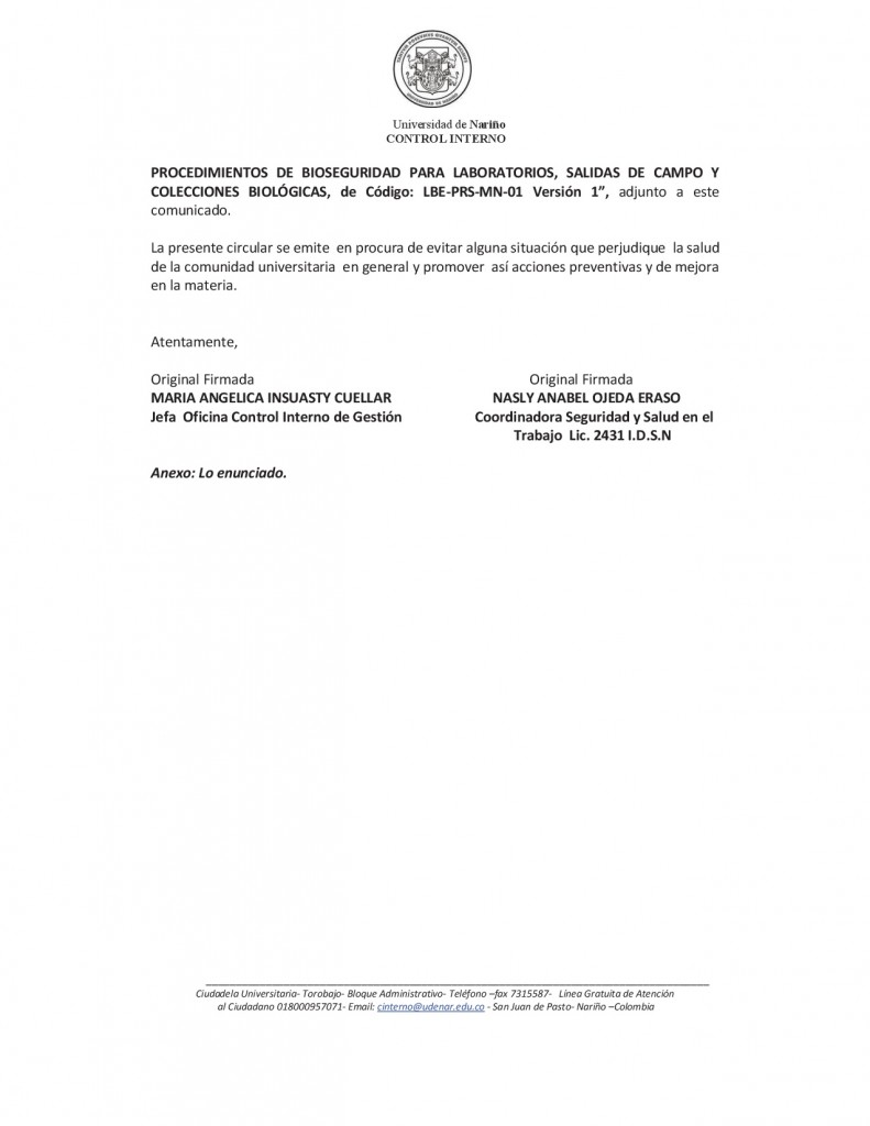 CIRCULAR 004 ESTRICTA OBSERVANCIA NORMAS DE BIOSEGURIDAD DEF-002